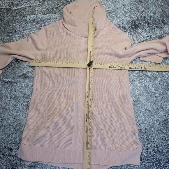 Dana Buchman Womens Sweater Lg Cashmere Turtleneck Cable Knit Pink Preppy Winter - Picture 5 of 12